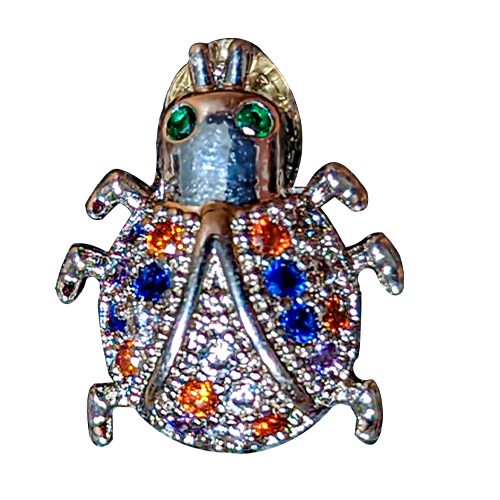 studded silver ladybird